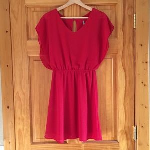Butterfly sleeve red dress